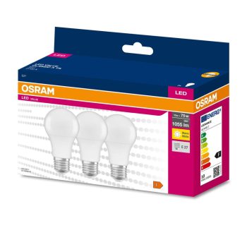   Osram 3db E27 10W (75W) 1055lm 2700K (melegfehér) LED-es fényforrás
