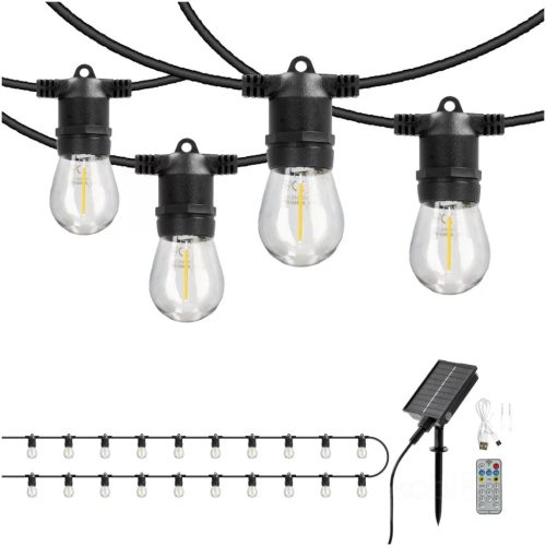 Kobi STARLIGHT NEO 20m 20xE27 2700K LED IP54 napelemes fényfüzér - fényforrással