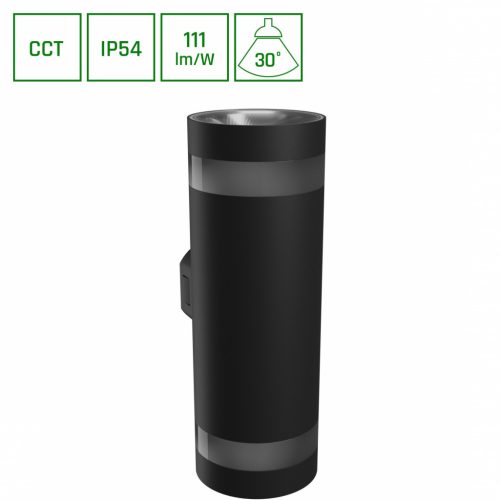 SpectrumLED TORRE 18W 230V IP54 CCT 99x78x240 mm kerek fekete 