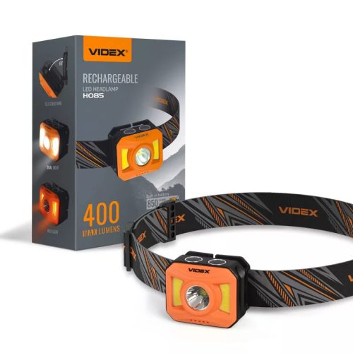 VIDEX LED 400lm 5000K fejlámpa (piros jelzőfénnyel)
